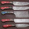 Handmade Damascus Steel Kitchen Chef Knife Set With Pakka Wood Premium Handle Leather Sheath 0