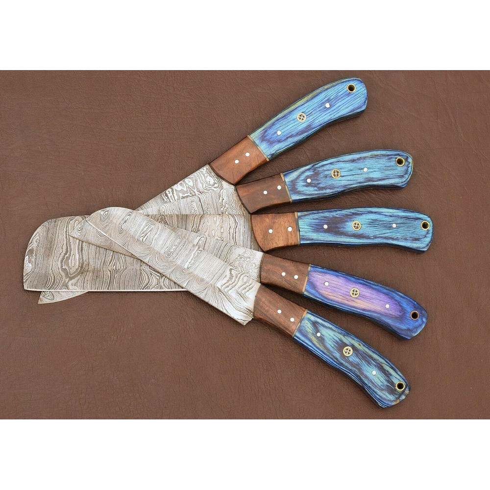 Professional Damascus Kitchen Knife Set 5 Handmade Chef Knives 3