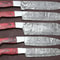 Artisan Damascus Steel Chef Knife Set Of 5 Pakka Wood Kitchen Knives 0