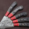 Custom Forged Damascus 5 Pc Chef Knife Set With Elegant Pakka Wood Handle 3