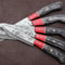 Custom Forged Damascus 5 Pc Chef Knife Set With Elegant Pakka Wood Handle 2