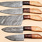 Unique Handmade Damascus Steel Kitchen Knives Set Of 5 With Pakka Wood 0