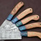 5 Piece Handmade Damascus Chef Knife Set With Pakka Wood Handle 3