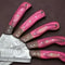 Unique Damascus Steel 5 Piece Kitchen Knife Set With Pakka Wood 3