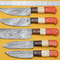 Luxury Handmade Damascus Steel Chef Knife Set 5 Pcs Pakka Handle 0