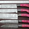 Hand Forged Damascus Kitchen Knives 5 Pc Set With Pakka Wood Handle 2