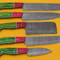 Artisan Handmade Damascus 5 Chef Knives Set With Pakka Wood Handle 1