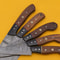 Premium Handmade Damascus 5Piece Chef Knife Set With Rosewood Handles 3