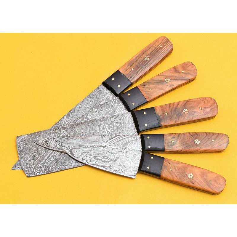 5Piece Damascus Steel Kitchen Chef Knives With Popular Handles 2