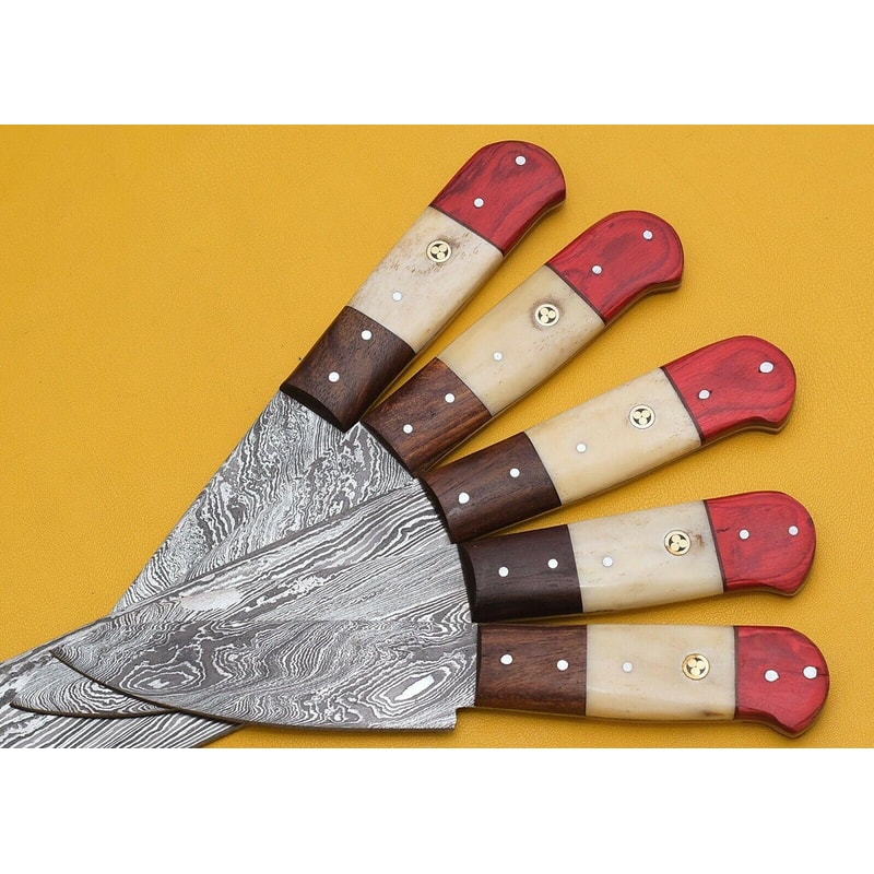 Custom Handmade Damascus Chef Knives Set – Popular Wood Handle