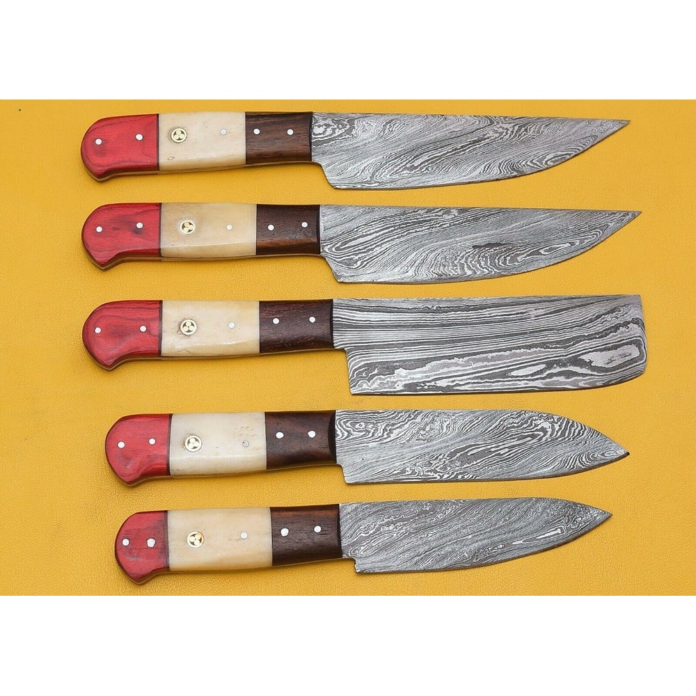 Custom Handmade Damascus Chef Knives Set – Popular Wood Handle