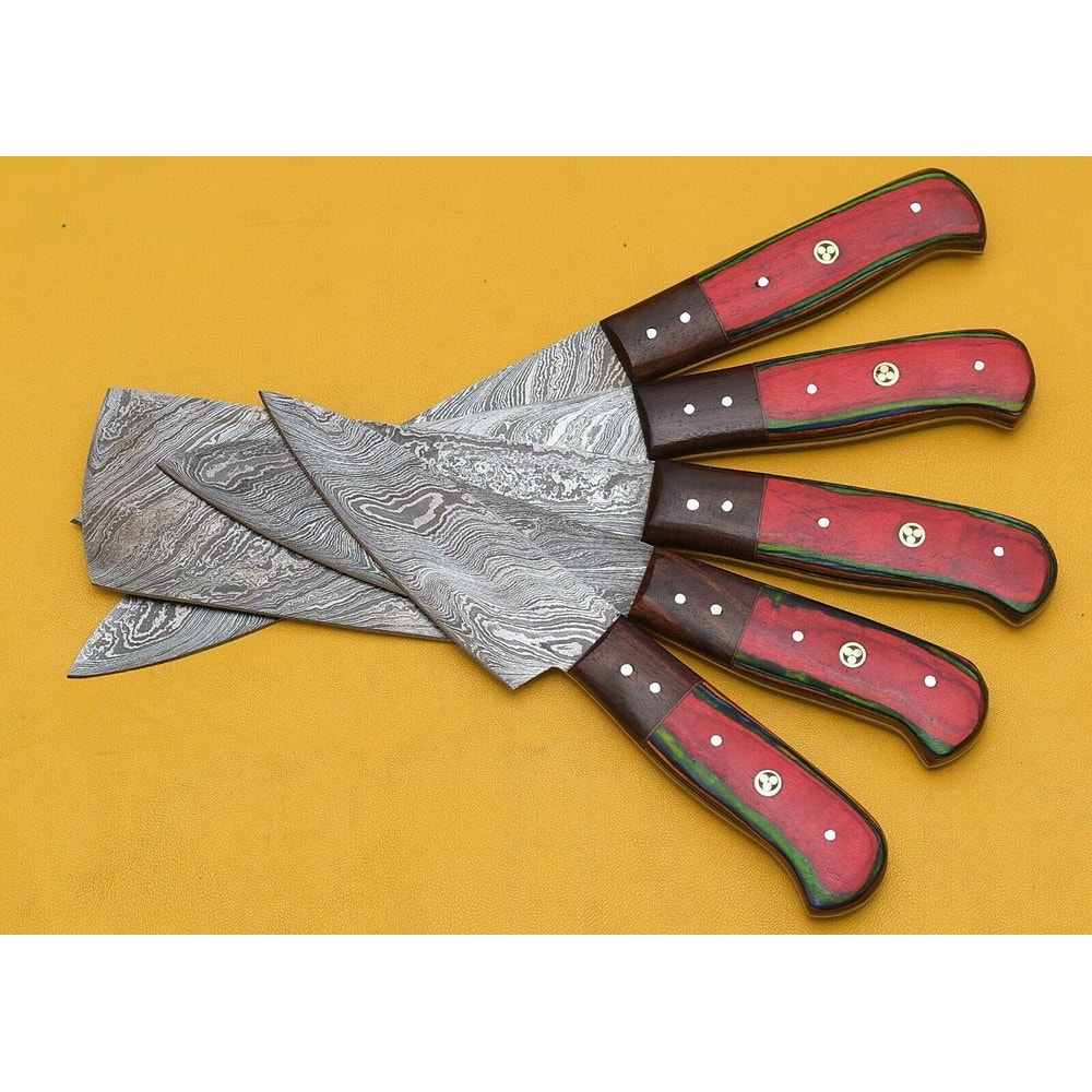 Razor Sharp Handmade Damascus Chef Knives 5Piece Kitchen Set 3
