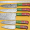 Artisan Damascus Steel Knife Set 5 Chef Knives With Pakka Wood Handle 0