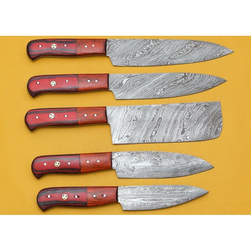 Exclusive Handmade Damascus Kitchen Knives Set Of 5 Premium Quality 1