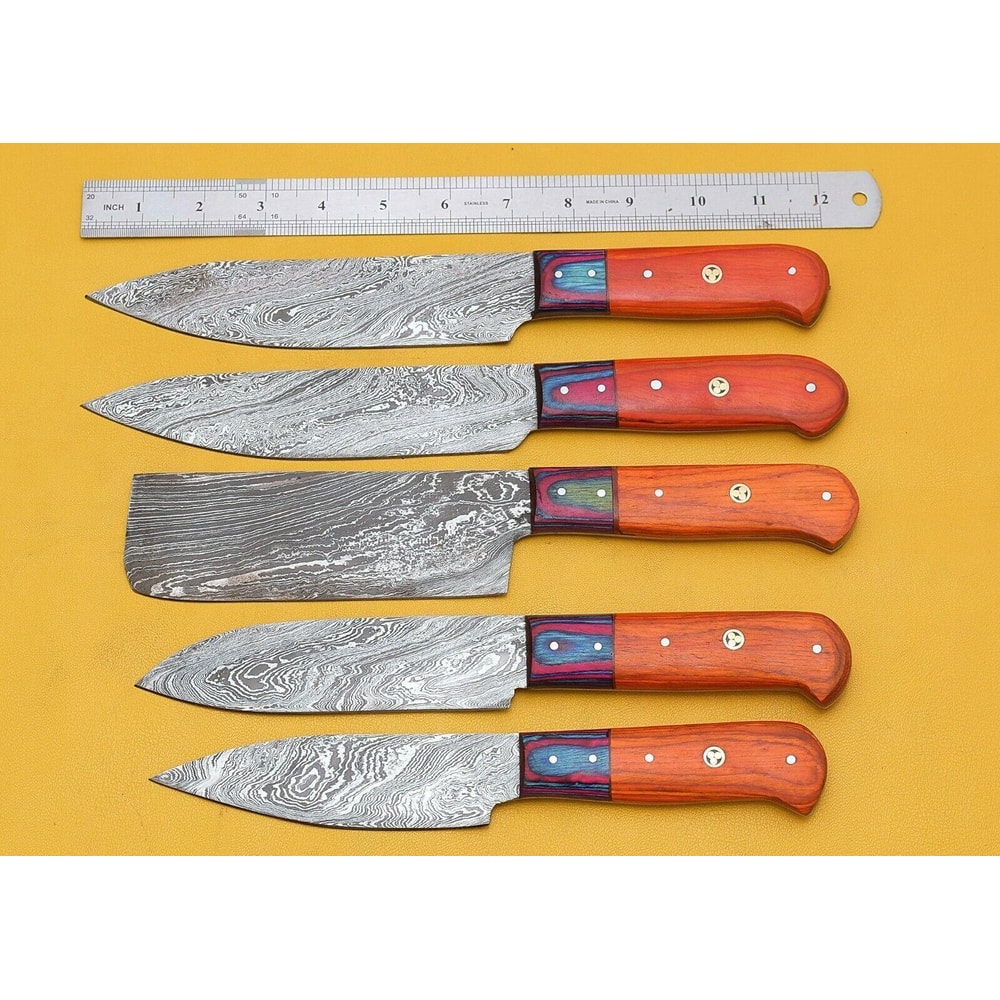 Exclusive Handmade Damascus Kitchen Knives Set Of 5 2
