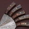 Damascus Steel 5Piece Chef Knife Set Hand Forged With Wood Handle 3