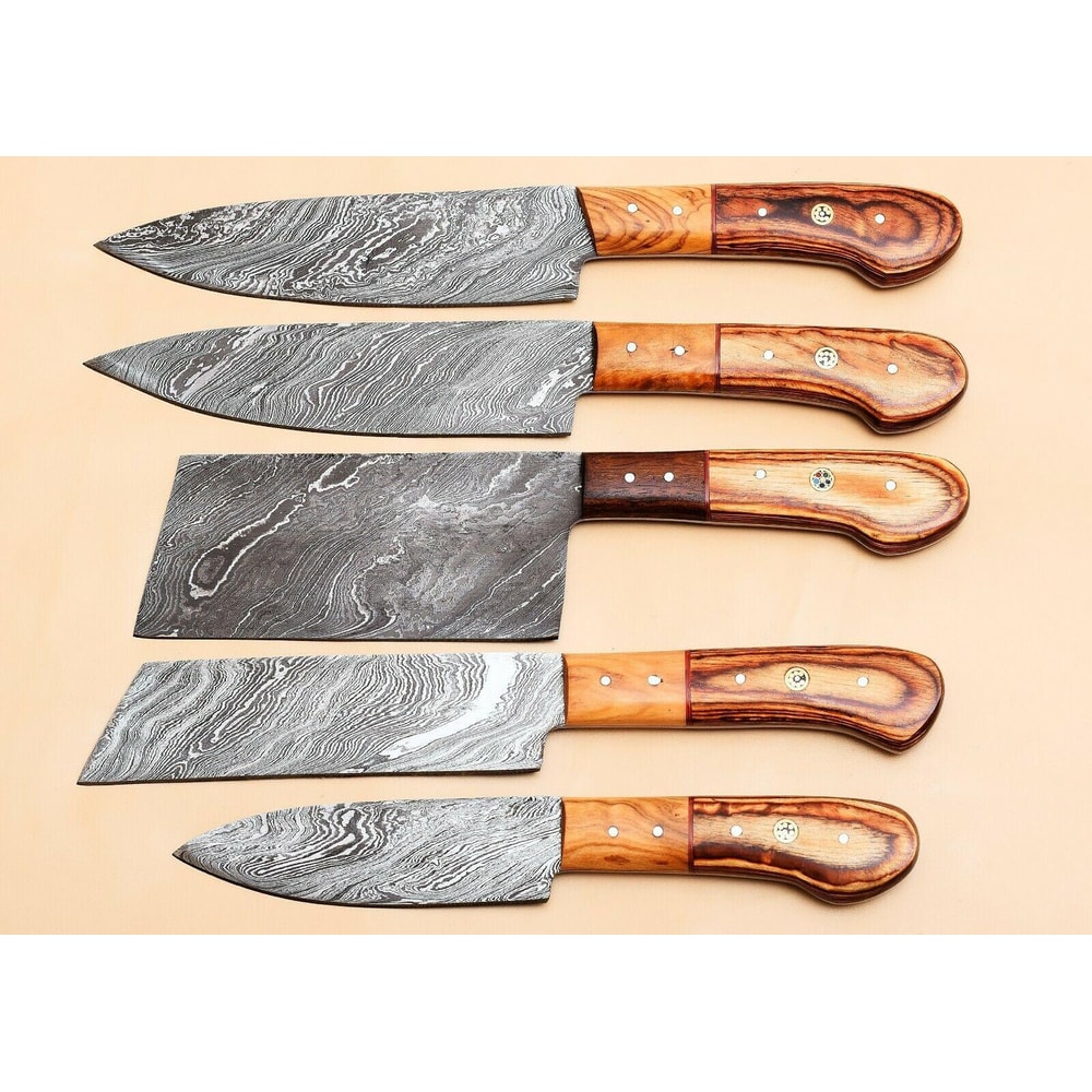 Luxury Handmade Damascus Kitchen Knife Collection 5Piece Set 0
