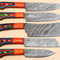 Damascus Steel 5 Chef Knives Set Elegant Pakka Wood Grip 0