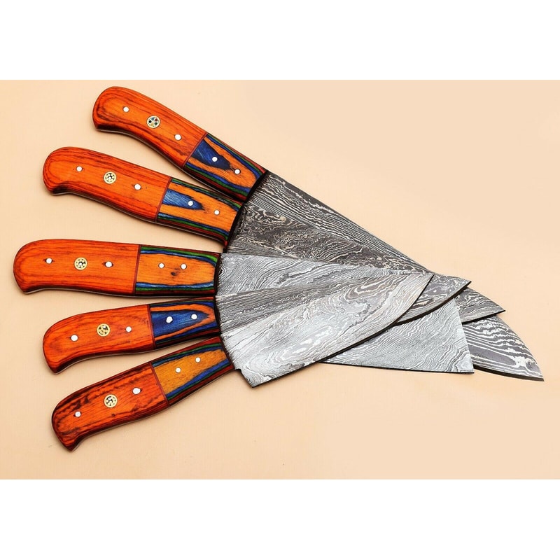 Culinary Masterpiece Handmade Damascus 5Piece Knife Set 3