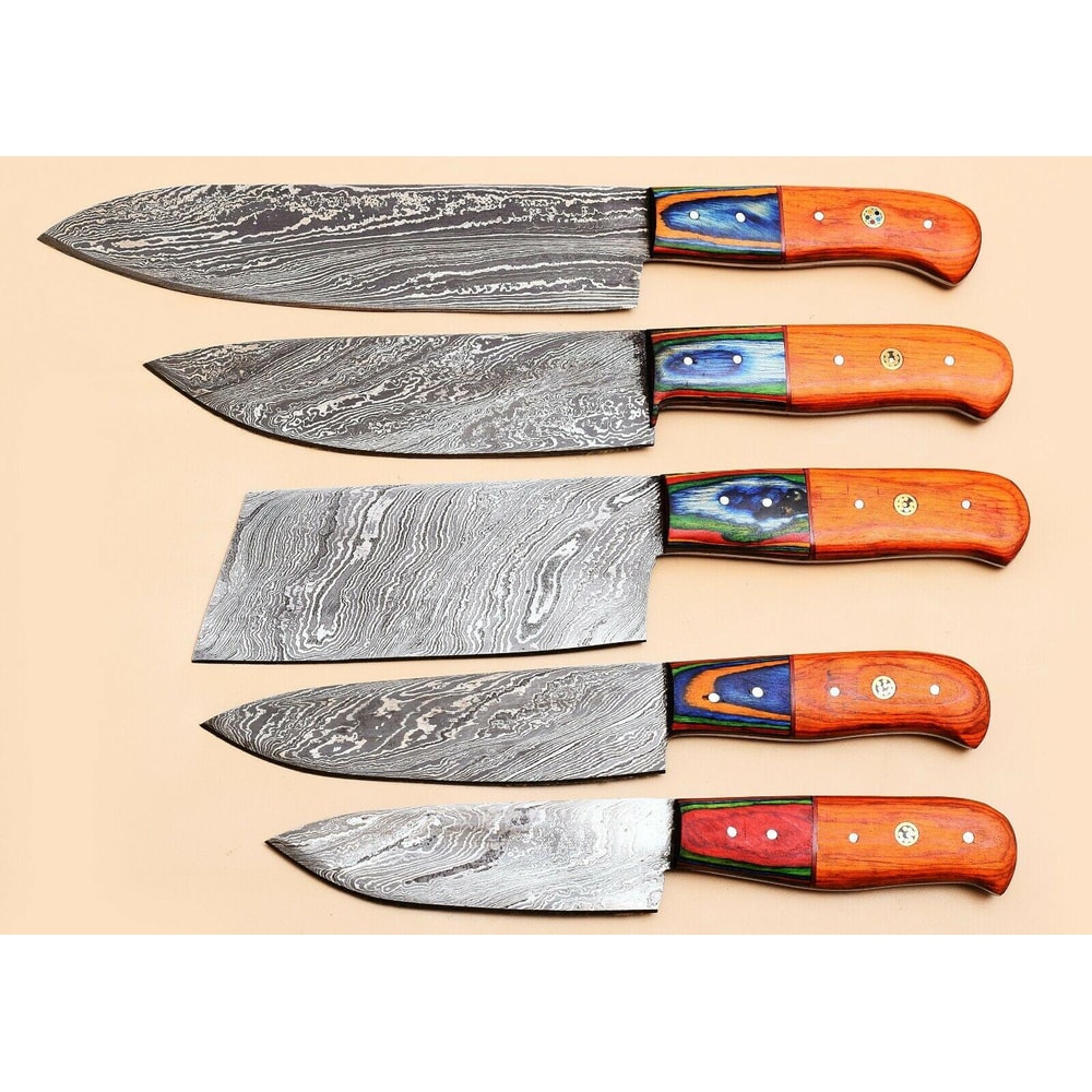 Culinary Masterpiece Handmade Damascus 5Piece Knife Set 1