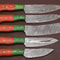 Artisan Damascus Kitchen Knives Set With Pakka Wood Handles 5 Pc 1
