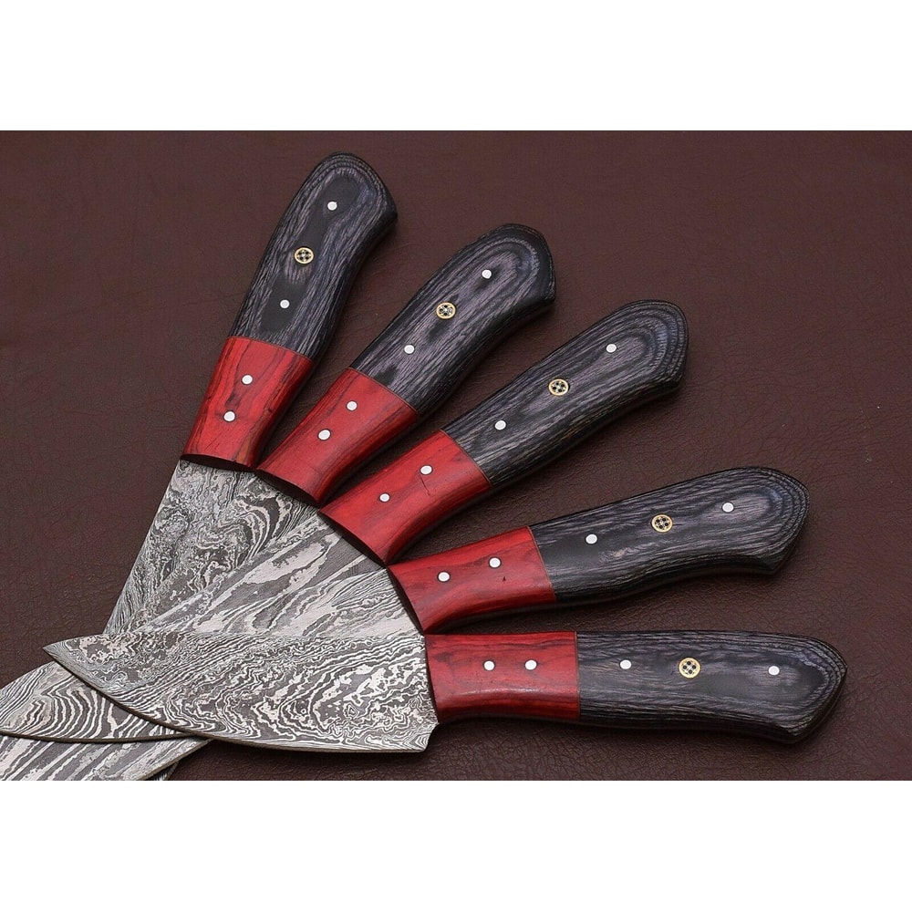 Professional Chef Damascus Steel Knife Set Of 5 Handmade Quality 3