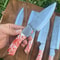 5 PCS Handmade D2 Steel Chef Knife Set With Resin Handle Leather Bag 1