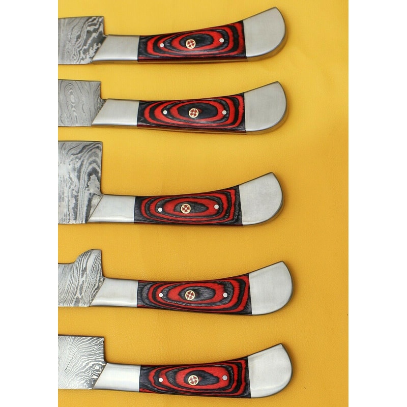 Premium Damascus Chef Knives Set With Pakka Wood Handle 3