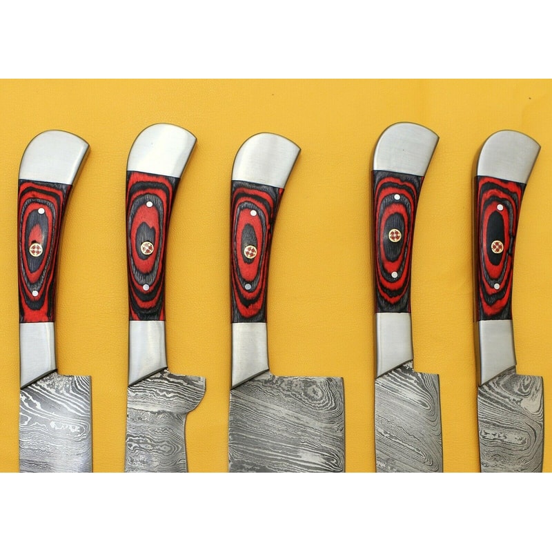 Premium Damascus Chef Knives Set With Pakka Wood Handle 2