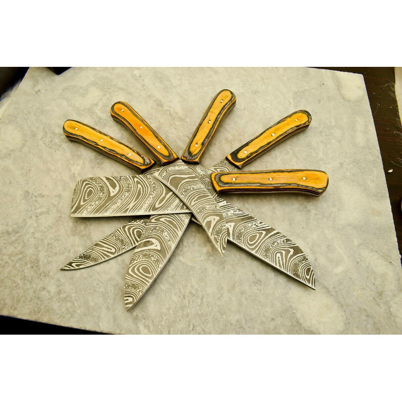 Handmade Damascus Steel Chef Knife 5Piece Kitchen Set Wood Handle 0