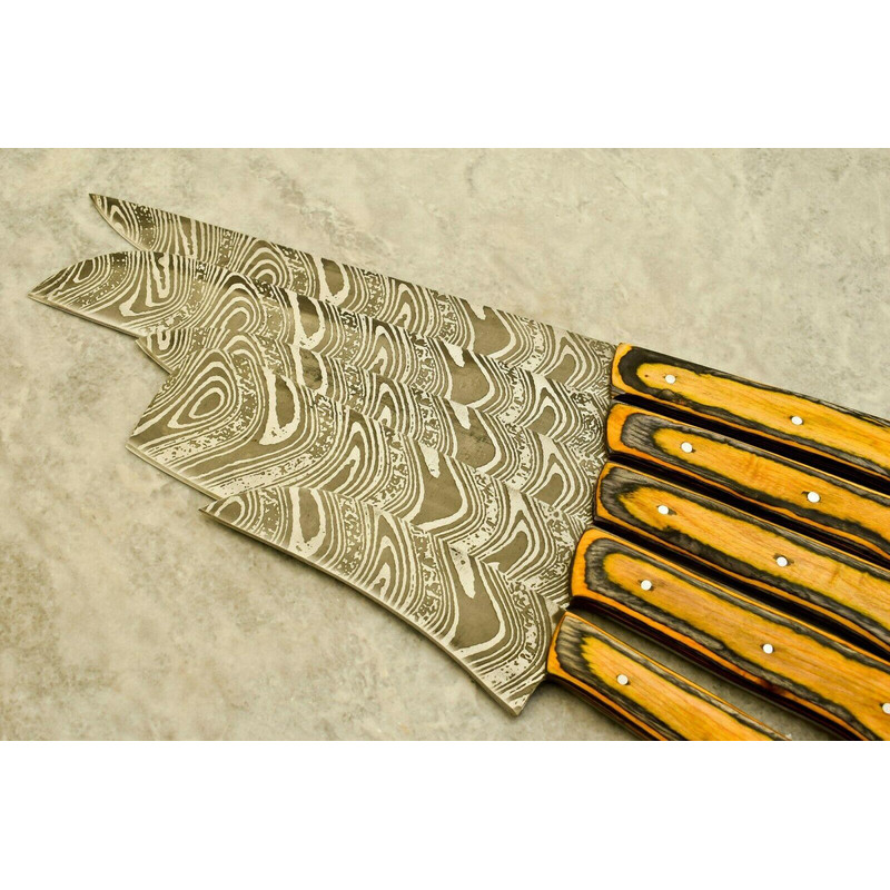 Handmade Damascus Steel Chef Knife 5Piece Kitchen Set Wood Handle 2
