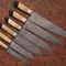 Custom Handmade Damascus Steel Kitchen Knife Set Bone Horn Handle 2
