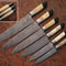 Custom Handmade Damascus Steel Kitchen Knife Set Bone Horn Handle 0