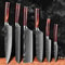 6Piece Japanese Style Damascus Pattern Chef Knife Set With Scabbard Color Wood 0
