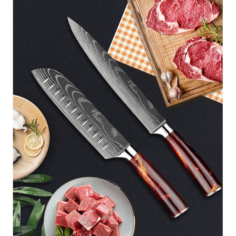 Premium Japanese Style Damascus Steel Chef Knives Set Of 6 With Case 1