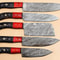 Damascus Steel Kitchen Chef Knives Set With Wooden Handles 0