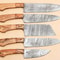 Custom Handmade Damascus Kitchen Knife Set With Leather Sheath 0