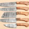 Custom Handmade Damascus Kitchen Knife Set With Leather Sheath 1