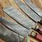 Handmade Damascus Steel Chef Knife Set With Leather Bag Kitchen Knives 2