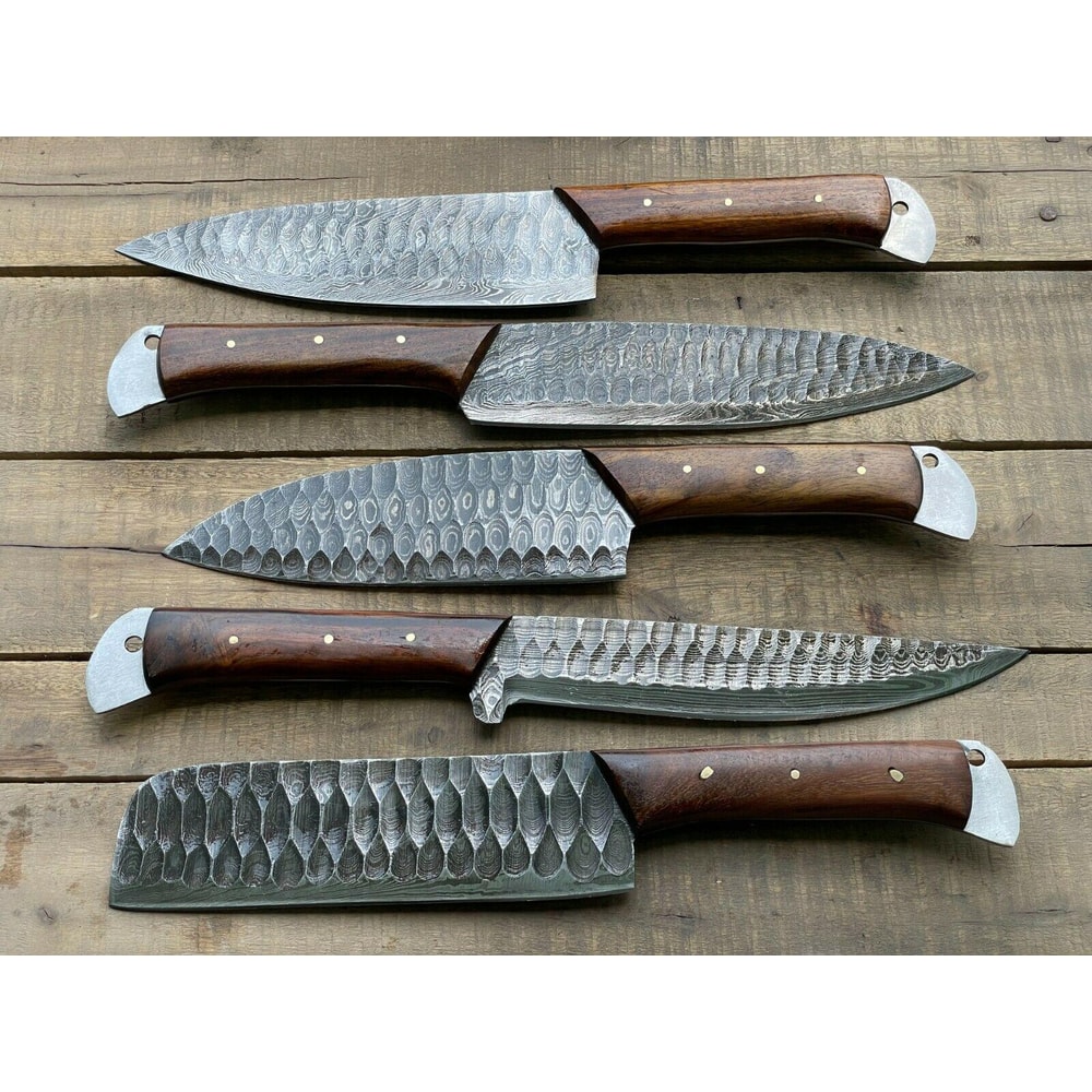 Professional Handmade Damascus Chef Knives Set Of 5 Pieces 2