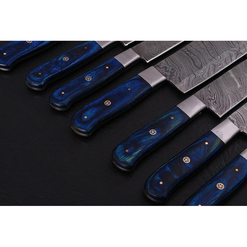 Damascus Handmade 7 Piece Chef Knife Set With Leather Kit 1