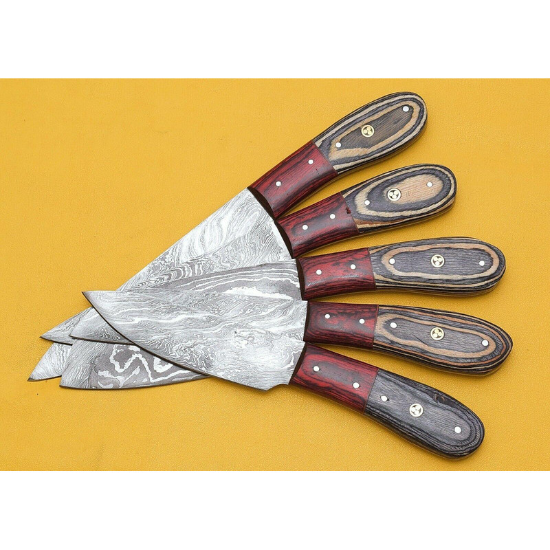 Handmade Damascus Steel Chef Knife Kitchen Set With Pakka Wood Handle 2