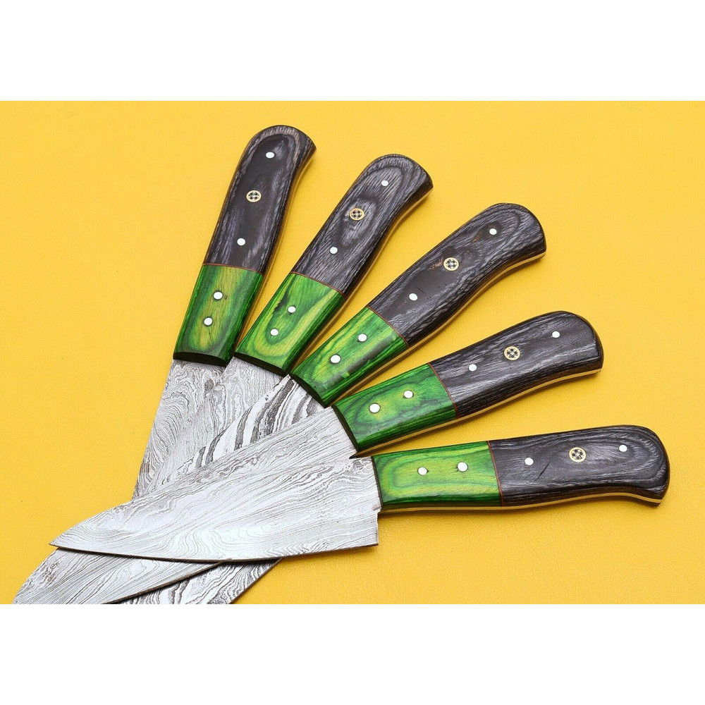 Premium Damascus Kitchen Knife Set Hand Forged With Pakka Wood Grip 3