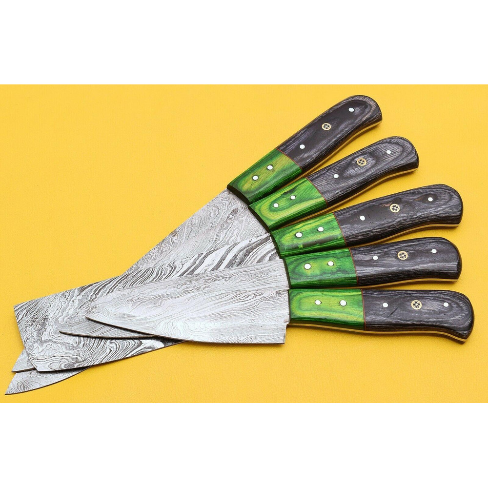 Premium Damascus Kitchen Knife Set Hand Forged With Pakka Wood Grip 2