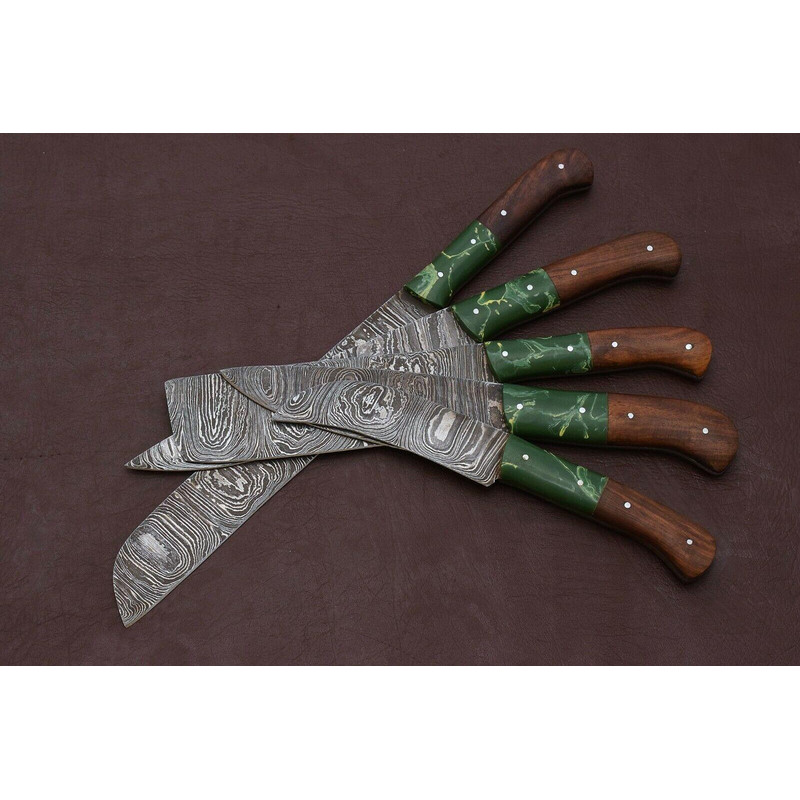 Handmade Damascus Steel Chef Knives Set Kitchen Knife Set With Pakka Wood Handles 2