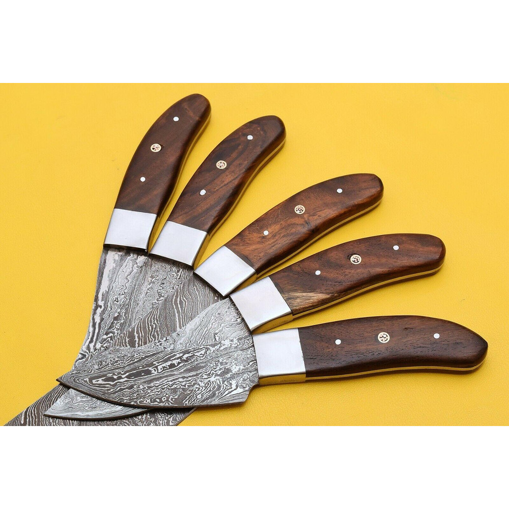 Handmade Damascus Steel Chef Knife Set Rose Wood Handle 3