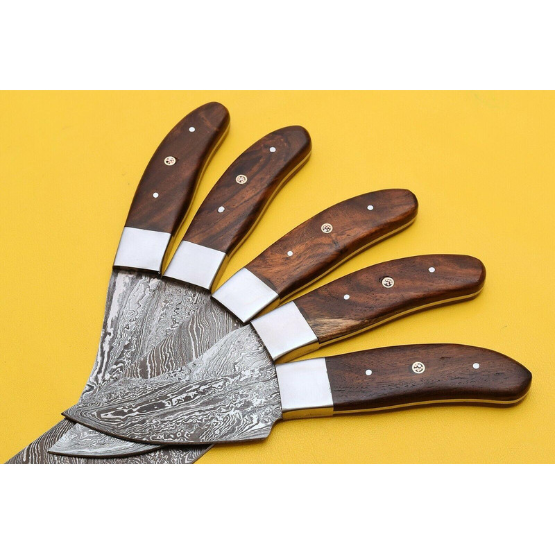 Handmade Damascus Steel Chef Knife Set Rose Wood Handle 3