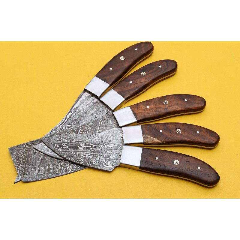 Handmade Damascus Steel Chef Knife Set Rose Wood Handle 1