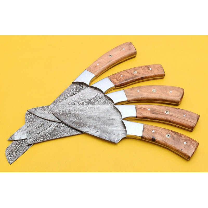 Handmade Damascus Steel Chef Knife Set Popular Wood Handle Kitchen Knives 2