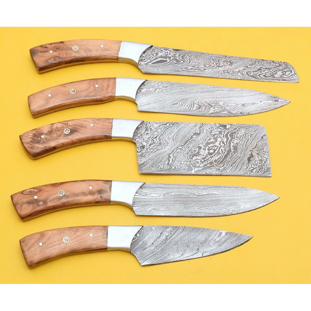 Handmade Damascus Steel Chef Knife Set Popular Wood Handle Kitchen Knives 1
